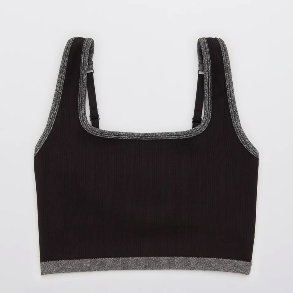 Aerie black seamless heather sport bra